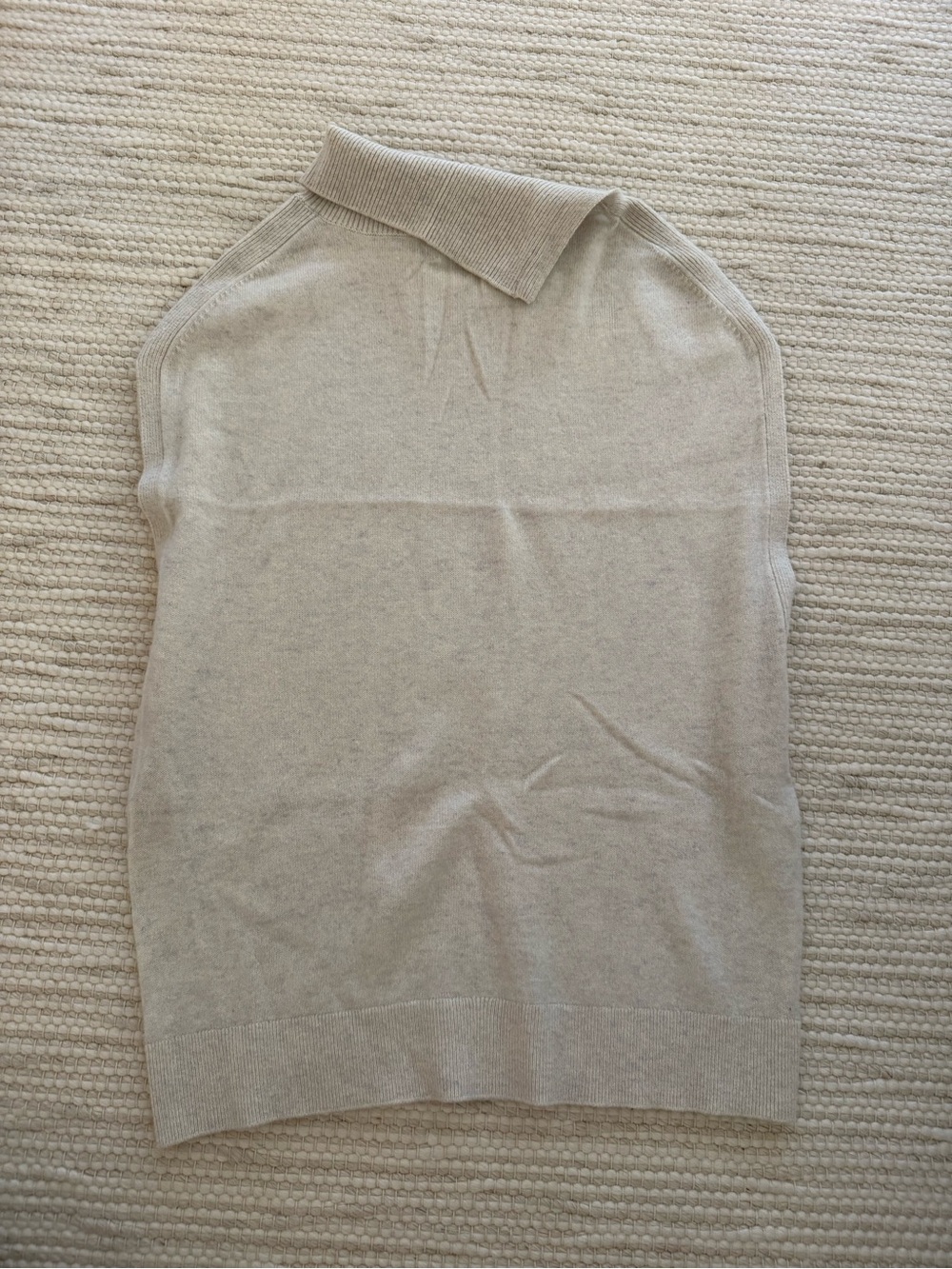 Cashmere Lightweight Mock Neck Sweater Vest in Light Beige